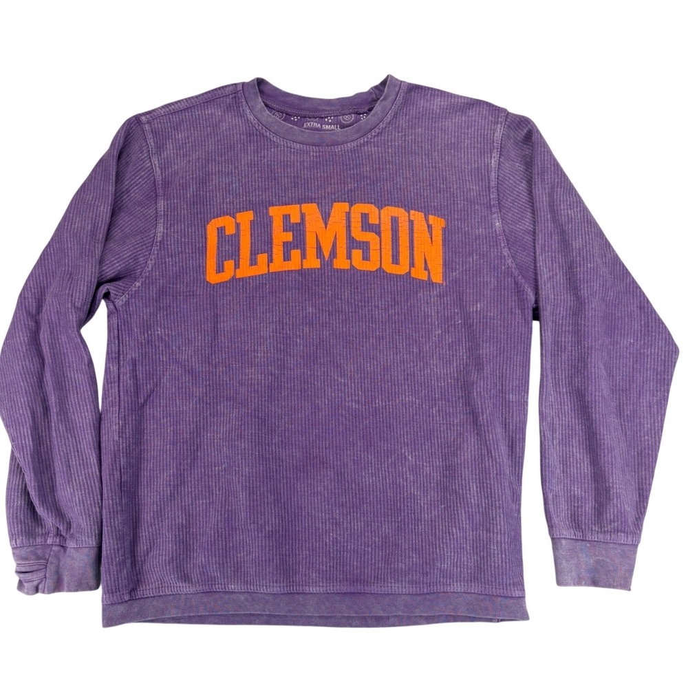 Pressbox Clemson Tigers Womens XS Purple Comfy Cord Vintage Wash Game Day NCAA